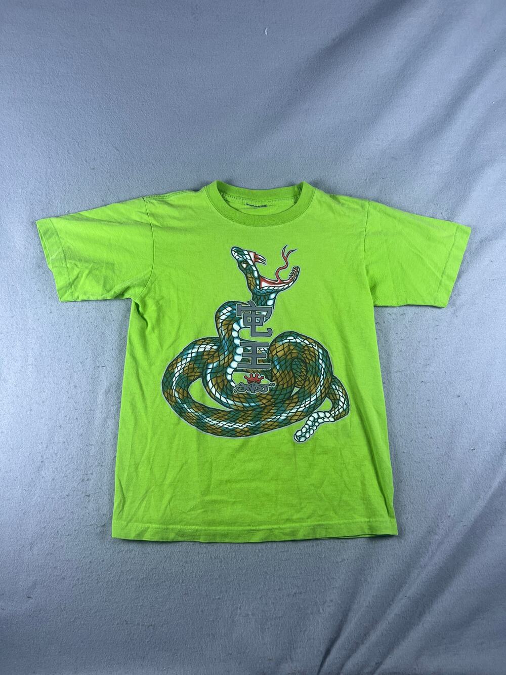 Vintage JNCO T-Shirt Youth L Green Short Sleeve Kanji Snake Skate Graphics Tee